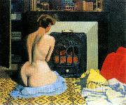 Felix  Vallotton Naked Woman Before Salamander Stove oil painting